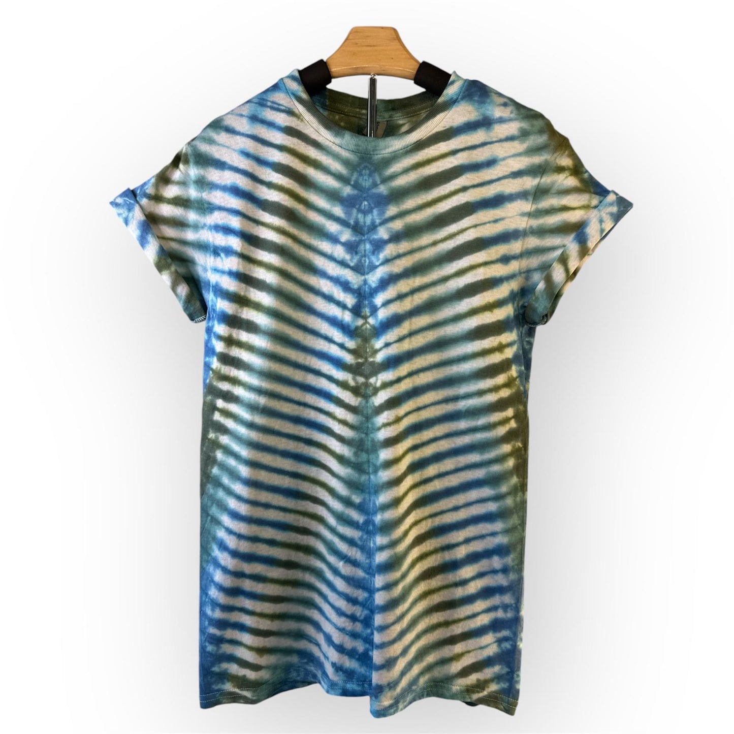 Tie-Dye T-shirt Blue and Green Stripes